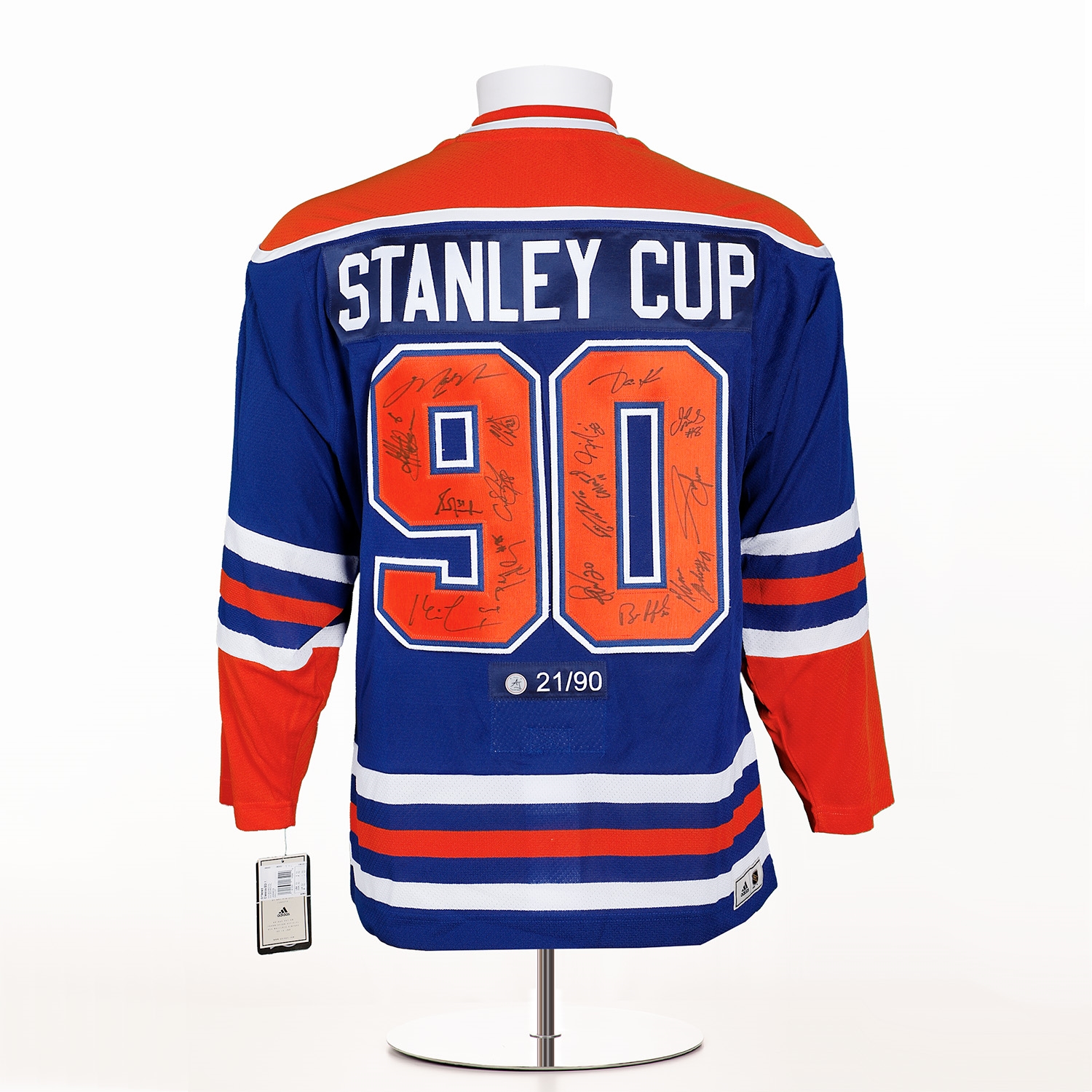 Edmonton Oilers Team Signed 1990 Stanley Cup adidas Jersey #21/90