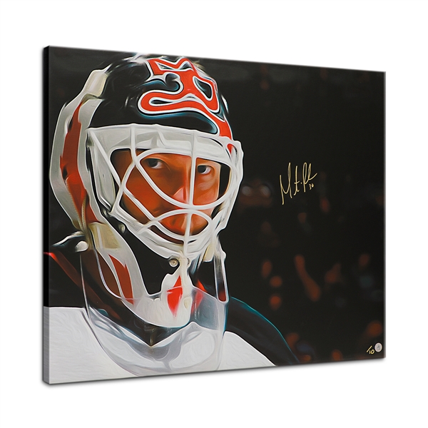 Martin Brodeur Signed New Jersey Goalie Mask Profile 26x32 Art Canvas #/10