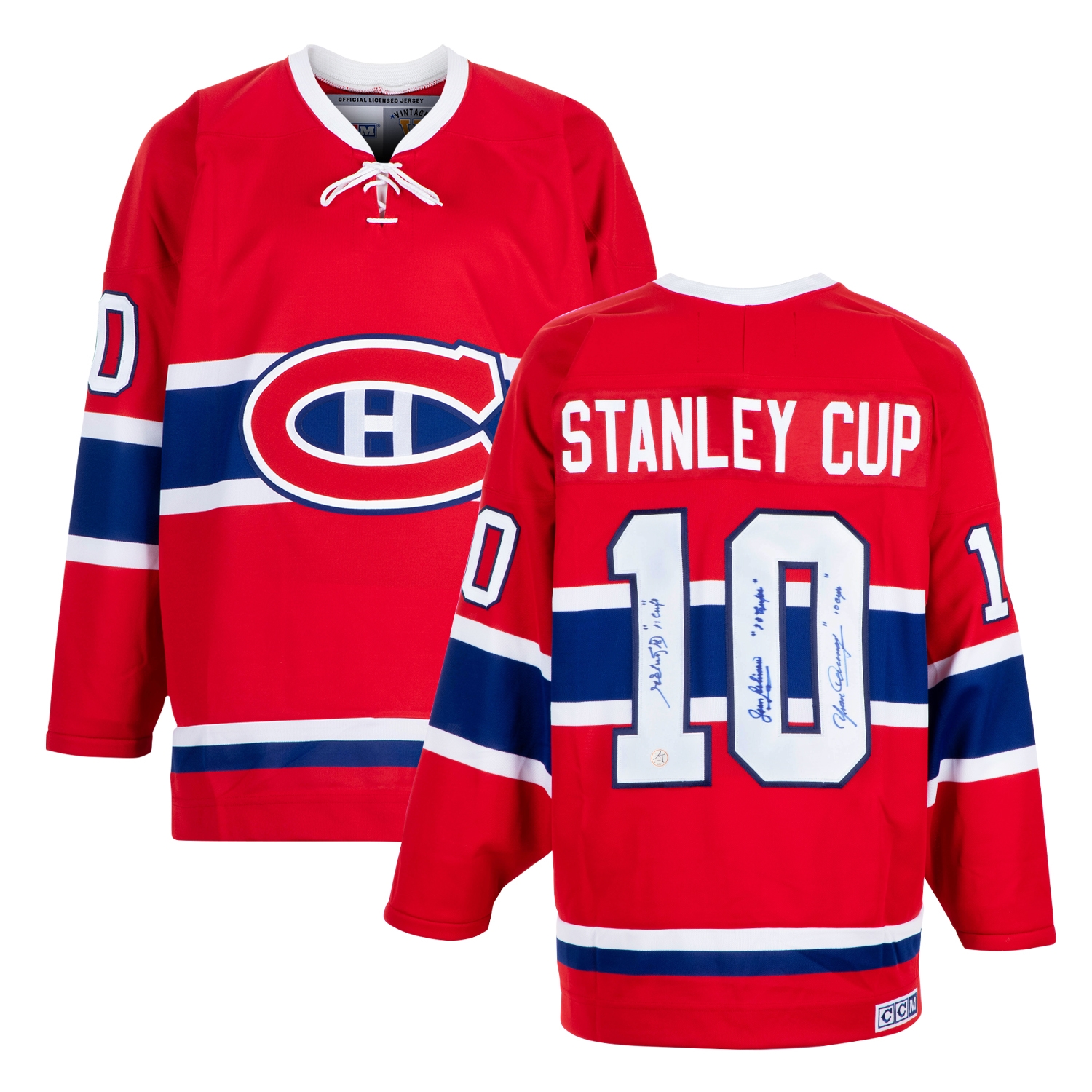 Montreal Canadiens Autographed Stanley Cup Legends Vintage CCM Jersey