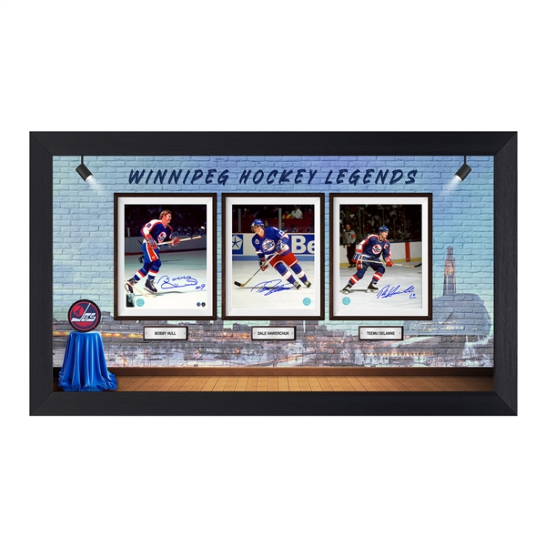 Winnipeg Jets Signed Franchise Legends Skyline Museum 24x43 Frame