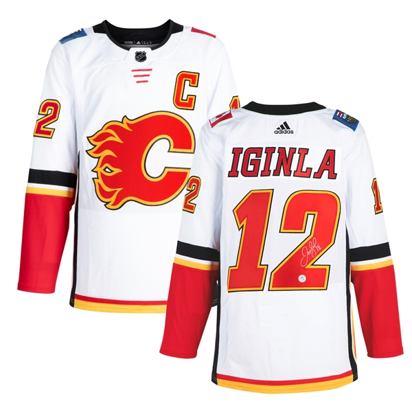 Jarome Iginla Autographed Calgary Flames White adidas Jersey