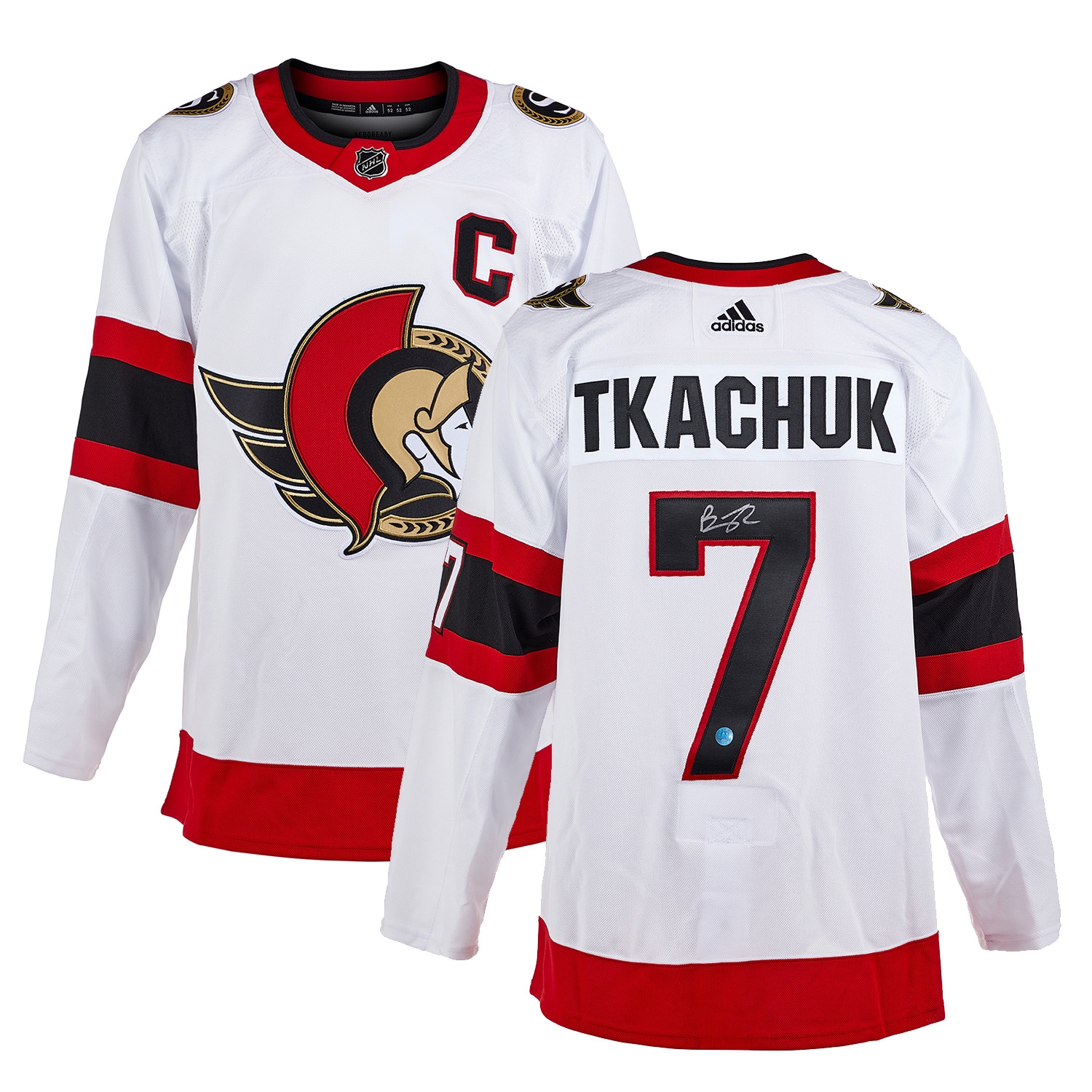 Brady Tkachuk Signed Ottawa Senators White adidas Jersey