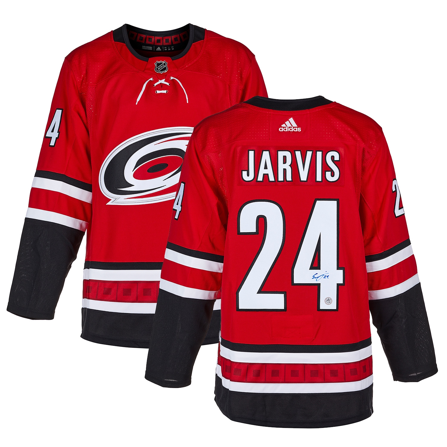 Seth Jarvis Autographed Carolina Hurricanes Red adidas Jersey