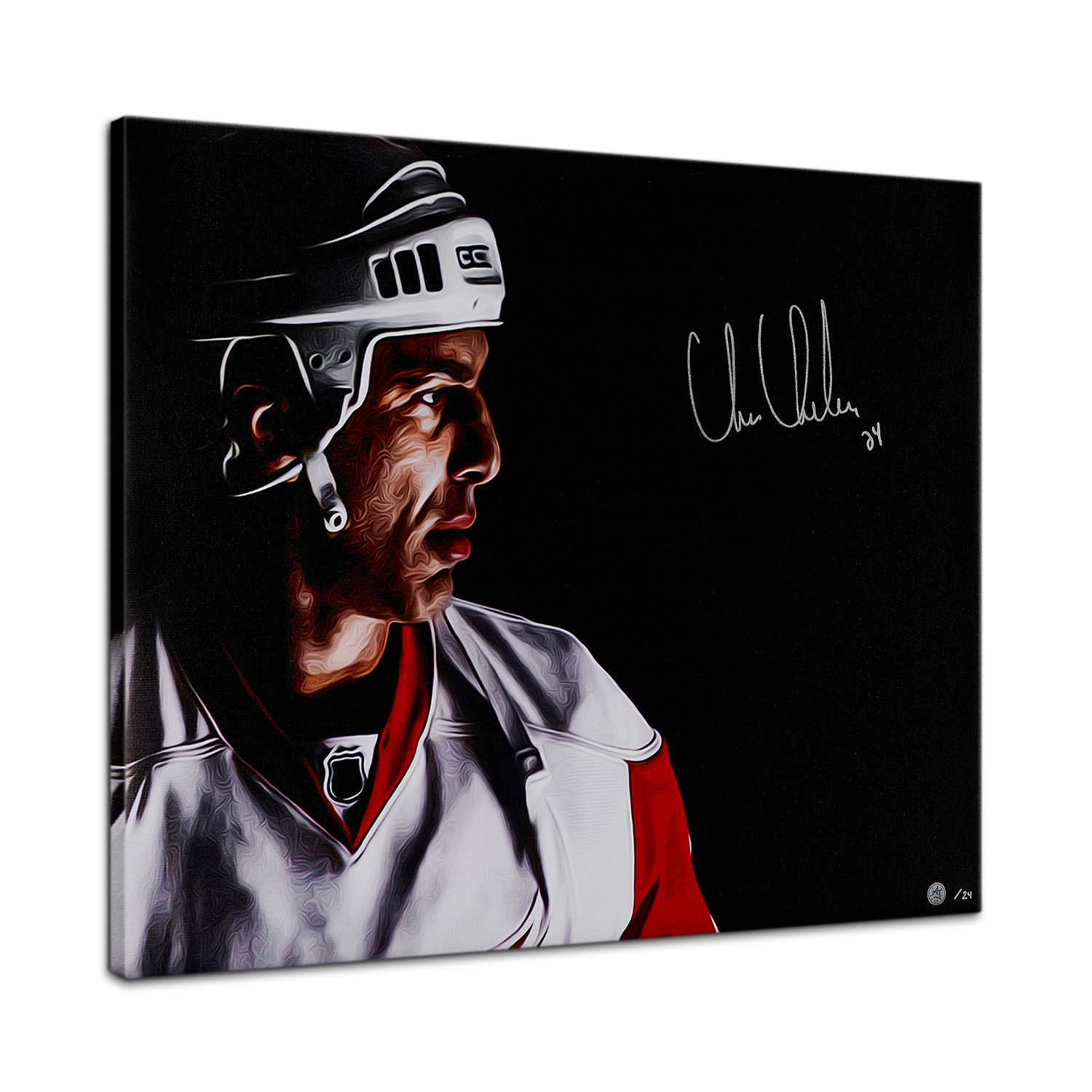 Chris Chelios Signed Detroit Hockey Profile 26x32 Art Canvas /24