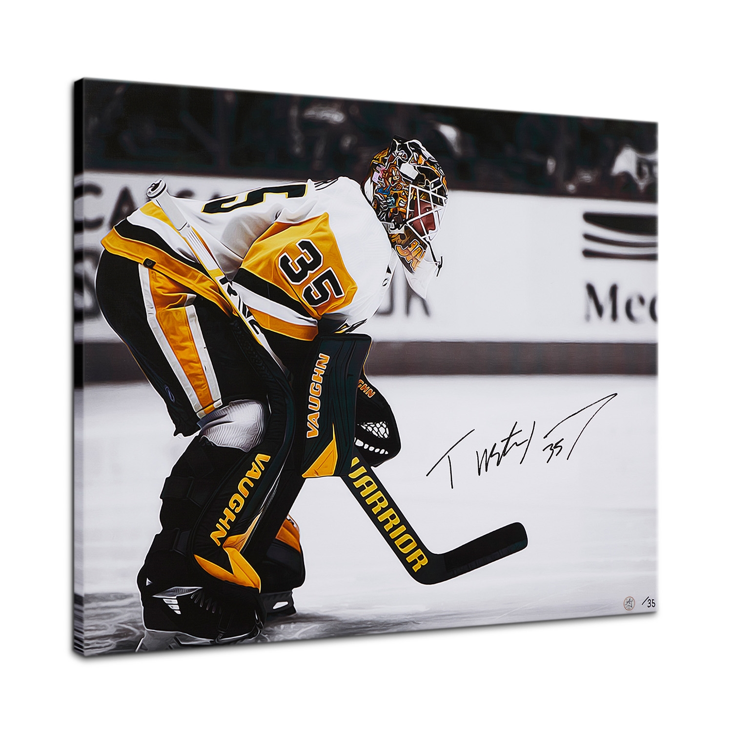 Tristan Jarry Signed Pittsburgh Goalie Profile 26x32 Art Canvas /35