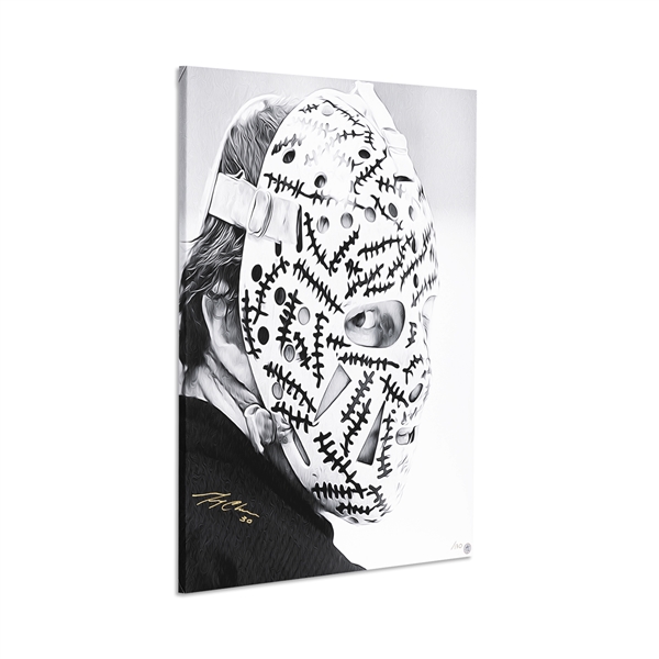 Gerry Cheevers Autographed Stiched Goalie Mask Profile 26x32 Art Canvas