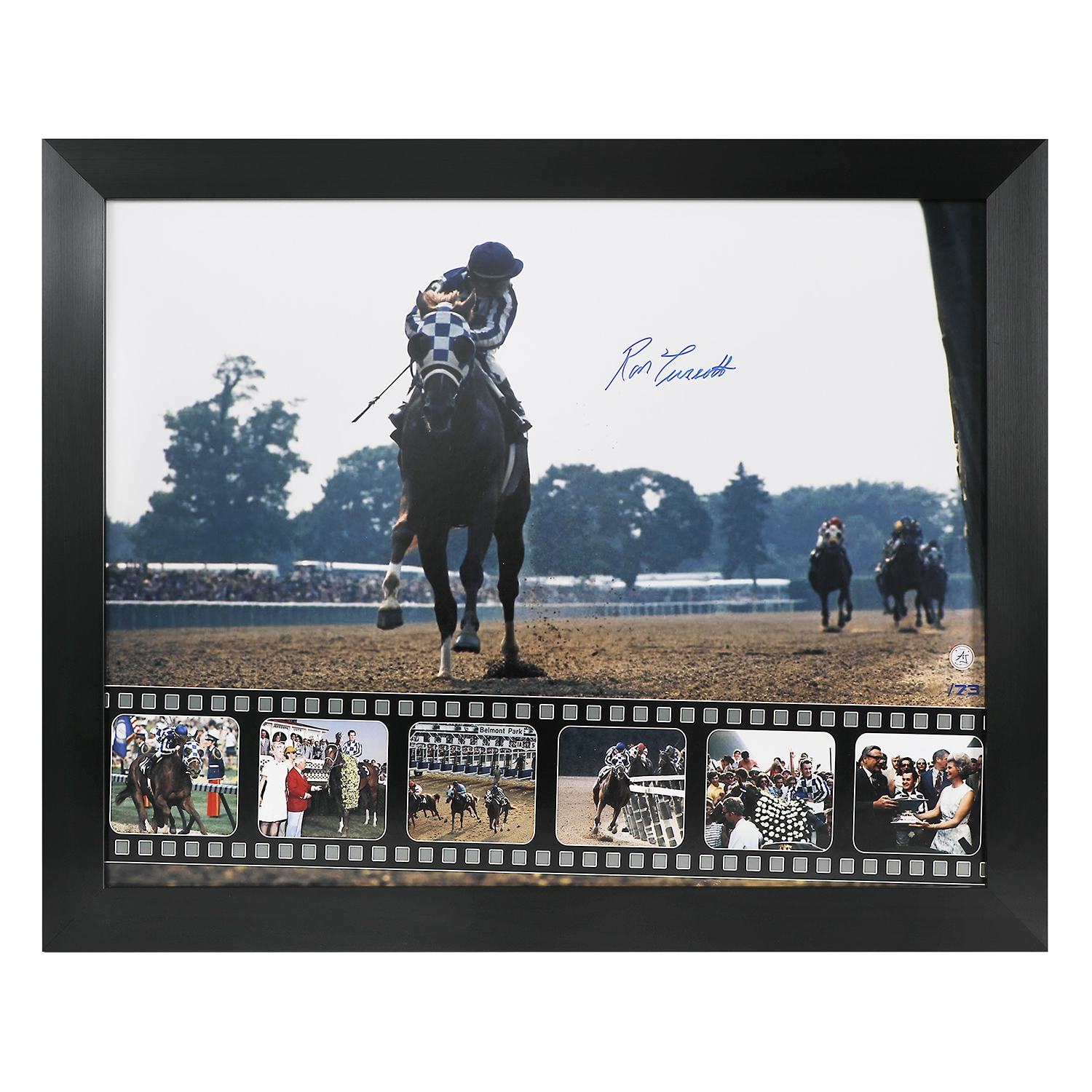 Ron Turcotte Signed Secretariat Triple Crown Victory Filmstrip 26x32 Frame #/73