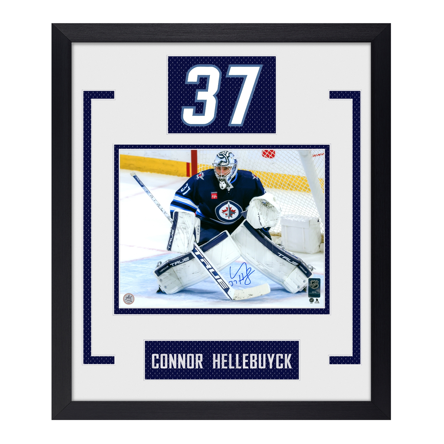 Connor Hellebuyck Autographed Winnipeg Jets Authentic Number 23x27 Frame