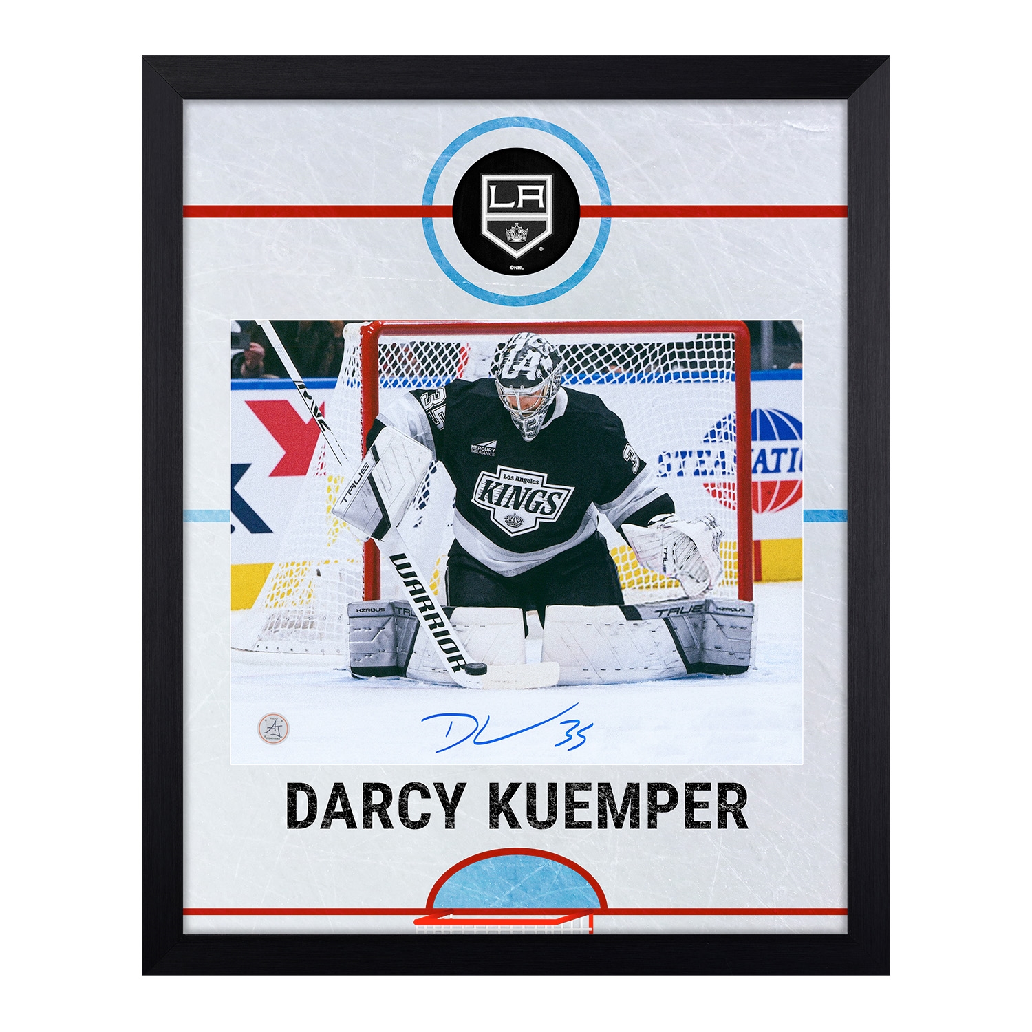 Darcy Kuemper Signed Los Angeles Kings Graphic Rink 19x23 Frame