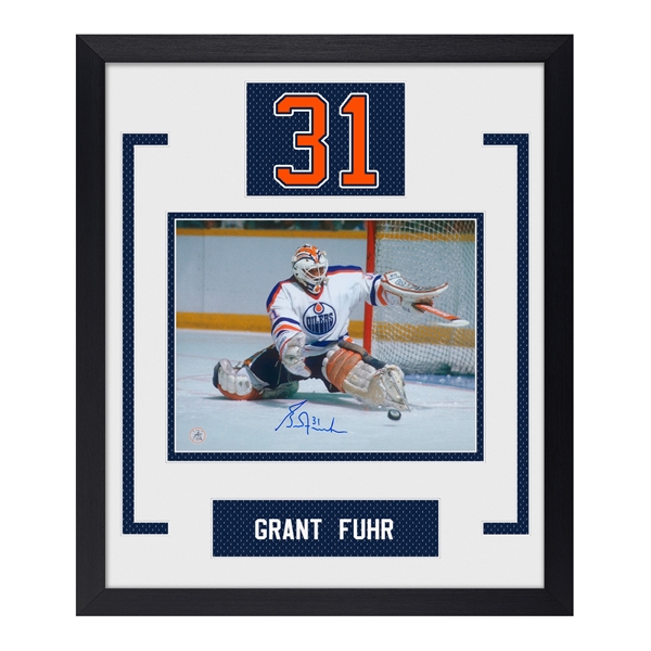 Grant Fuhr Signed Edmonton Oilers Authentic Number 23x27 Frame