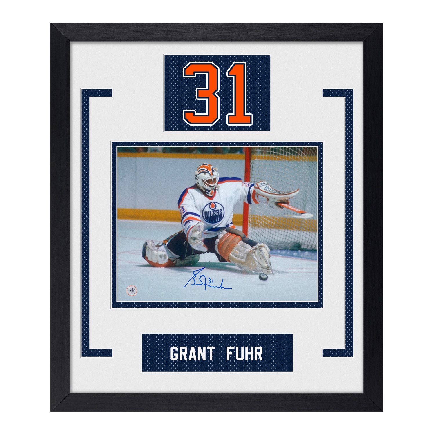 Grant Fuhr Signed Edmonton Oilers Authentic Number 23x27 Frame