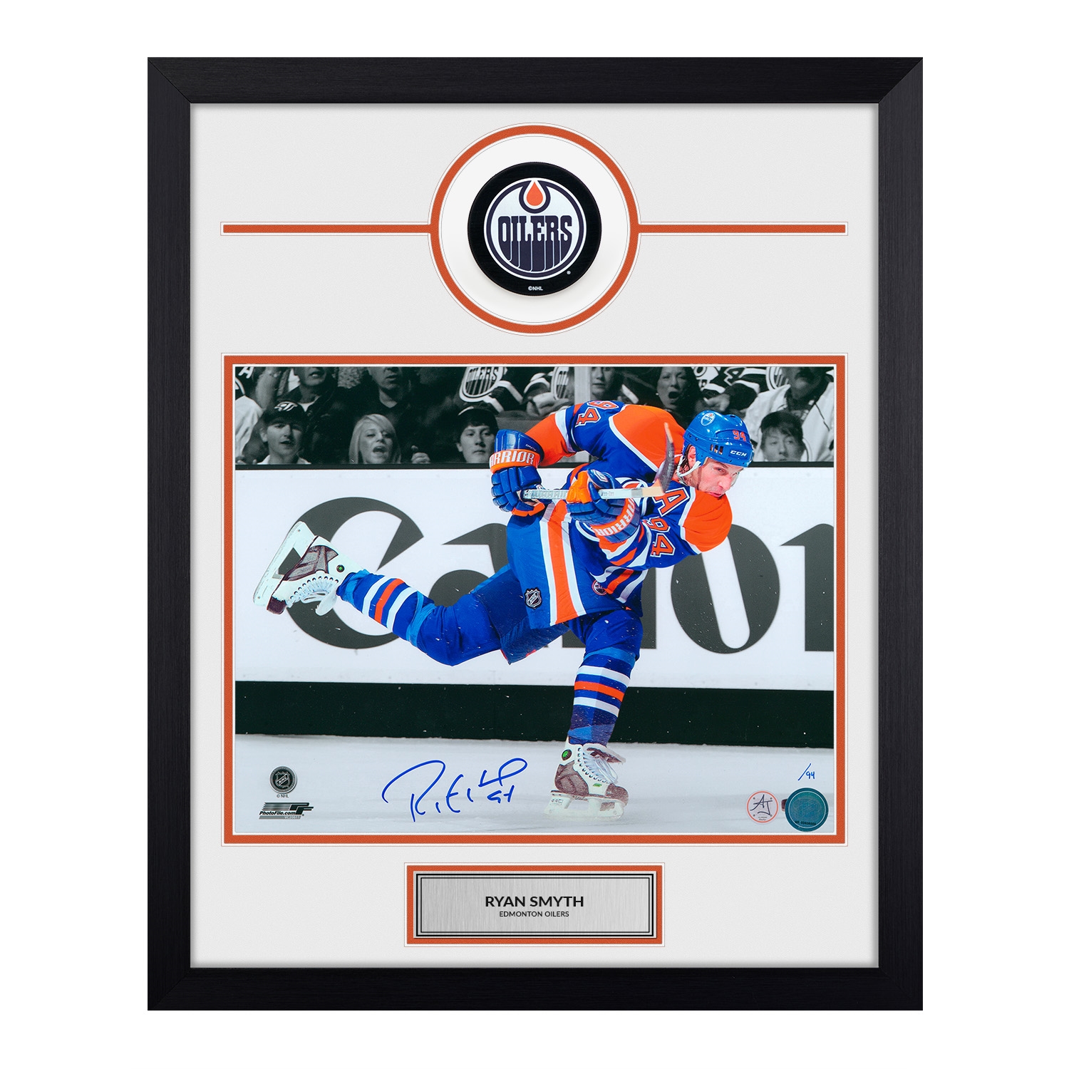 Ryan Smyth Signed Edmonton Oilers Graphic Rink 19x23 Frame /94