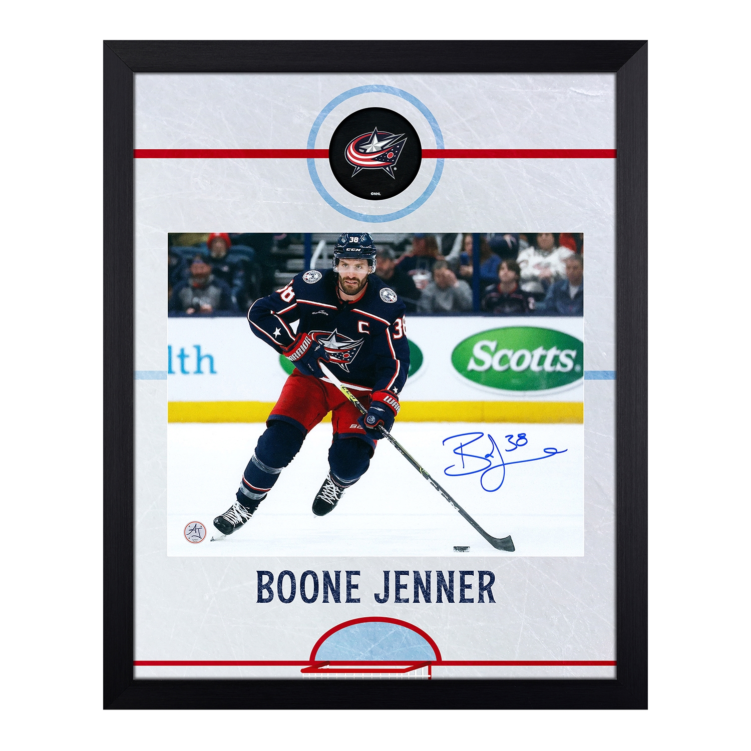 Boone Jenner Autographed Columbus Blue Jackets Graphic Rink 19x23 Frame