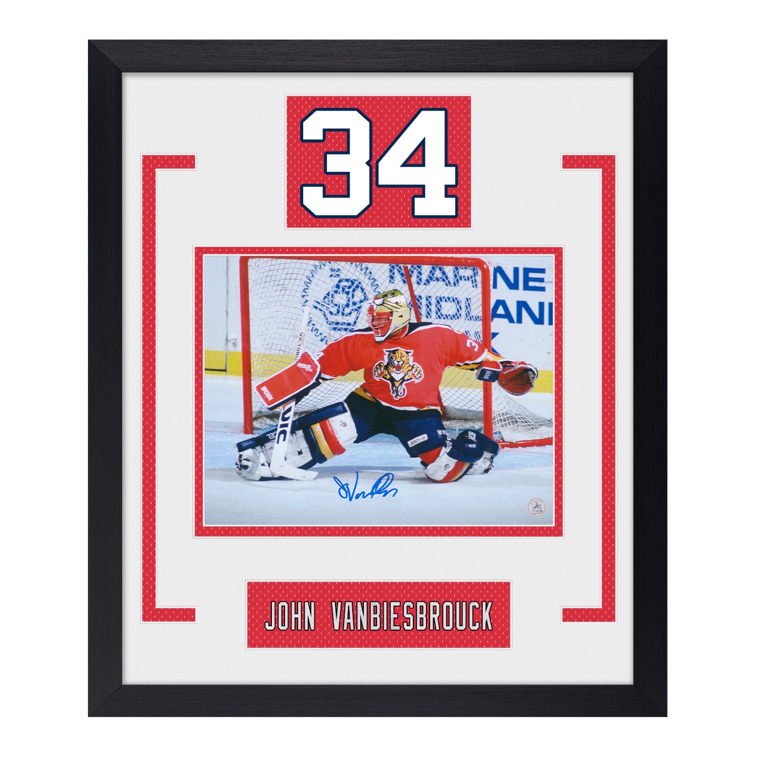 John Vanbiesbrouck Signed Florida Panthers Authentic Number 23x27 Frame