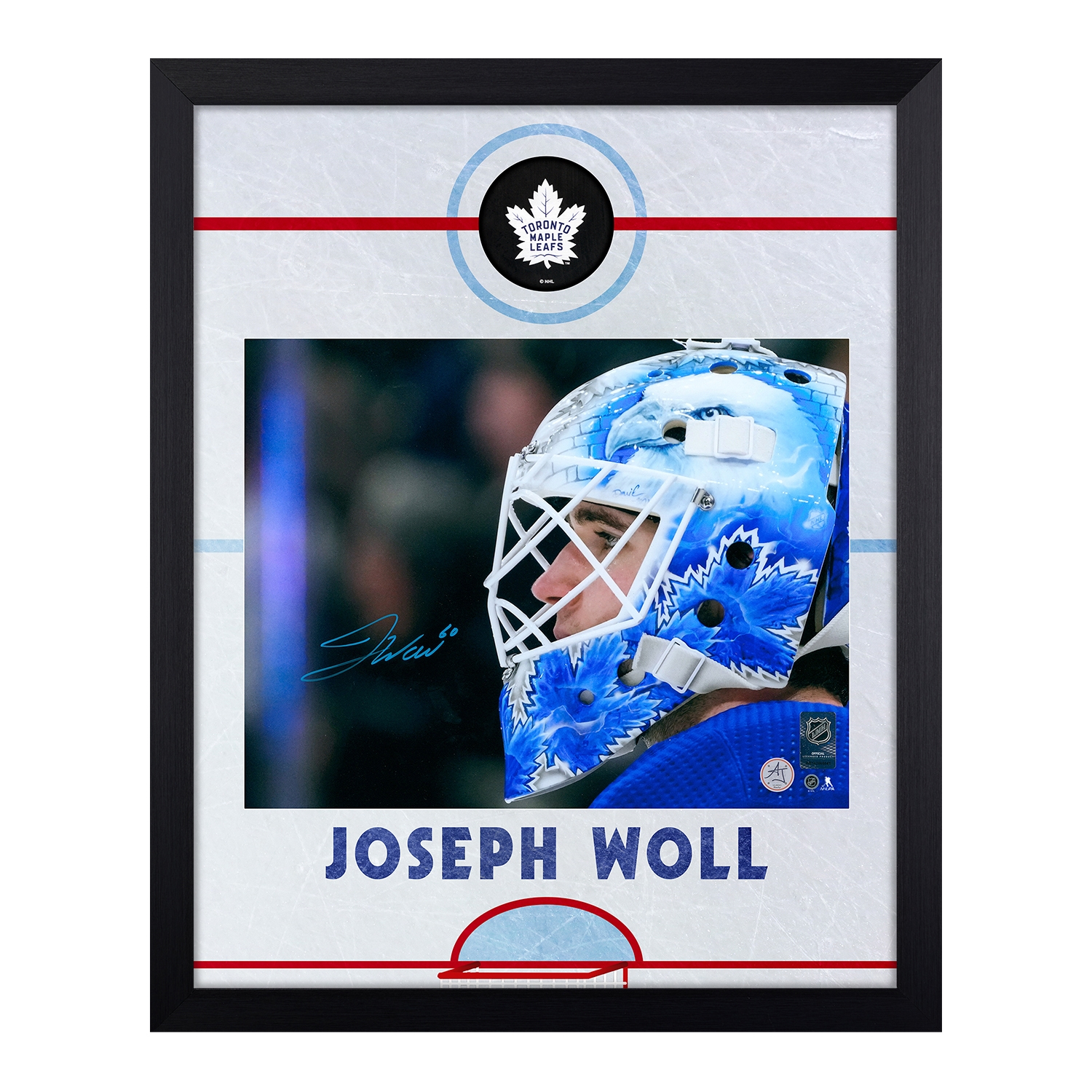 Joseph Woll Signed Toronto Maple Leafs Graphic Rink 19x23 Frame