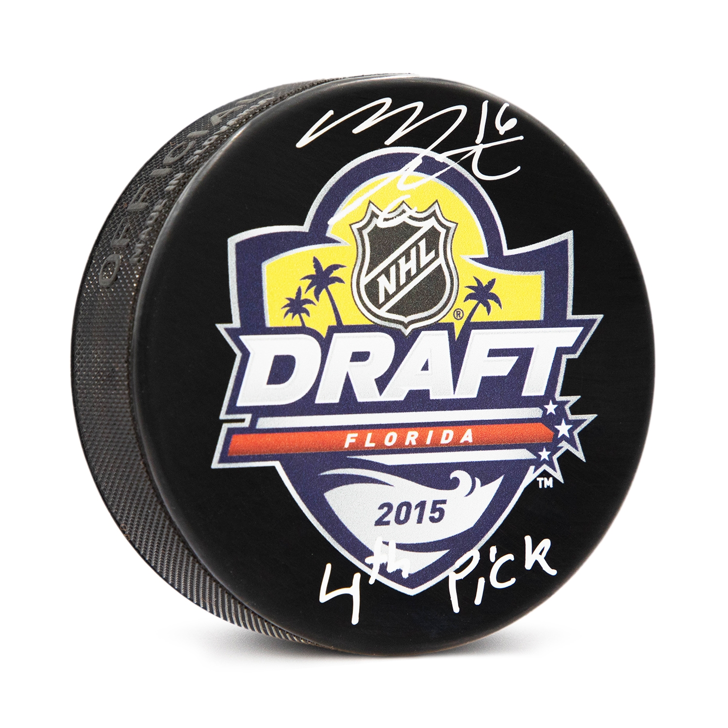 Mitch Marner Signed 2015 NHL Entry Draft Puck with 4th Pick Note