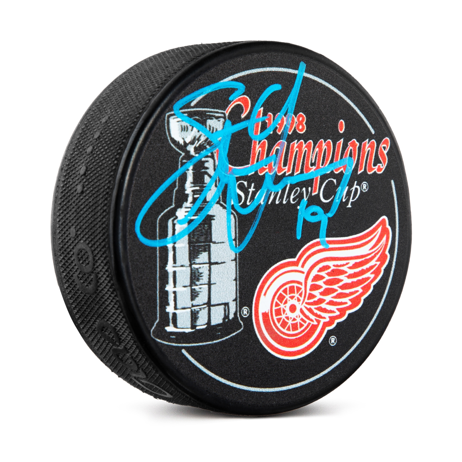 Steve Yzerman Autographed Detroit Red Wings 1998 Stanley Cup Puck