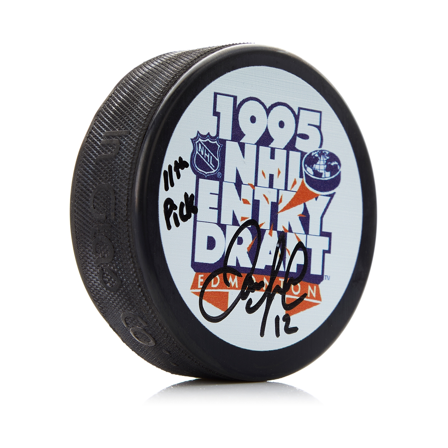 Jarome Iginla Signed 1995 NHL Entry Draft Puck with 11th Pick Note