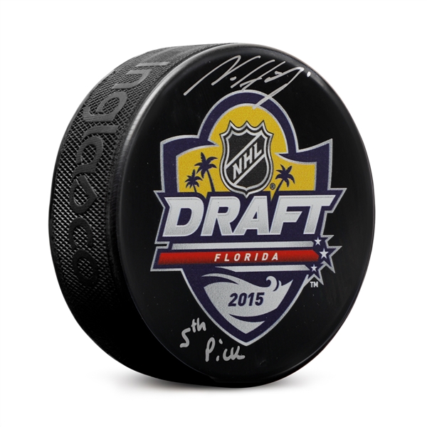 Noah Hanifin Signed 2015 NHL Entry Draft Puck with 5th Pick Note