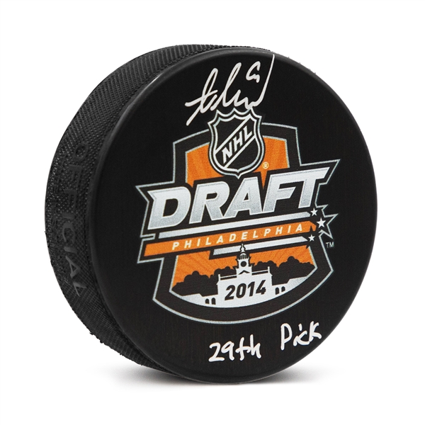 Adrian Kempe Signed 2014 NHL Entry Draft Puck with 29th Pick Note