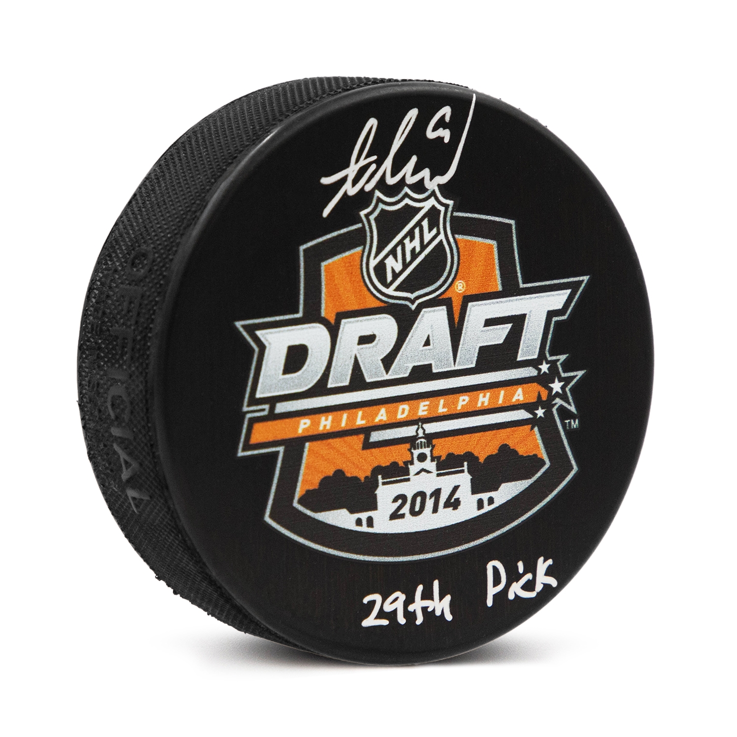 Adrian Kempe Signed 2014 NHL Entry Draft Puck with 29th Pick Note