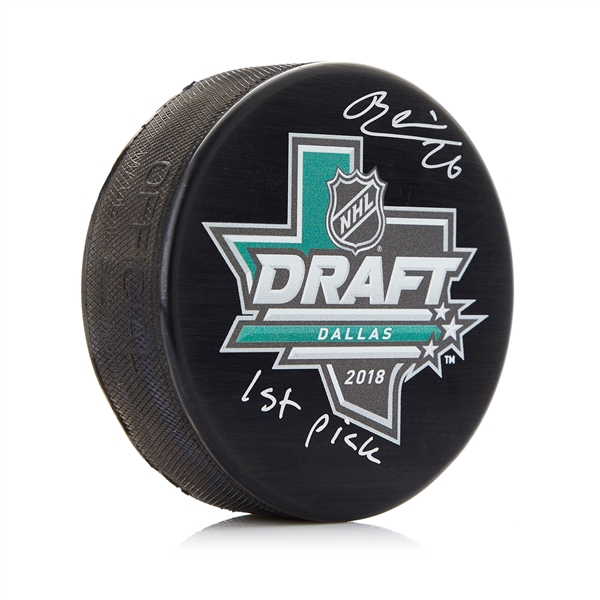 Rasmus Dahlin Signed 2018 NHL Entry Draft Puck with 1st pick Note