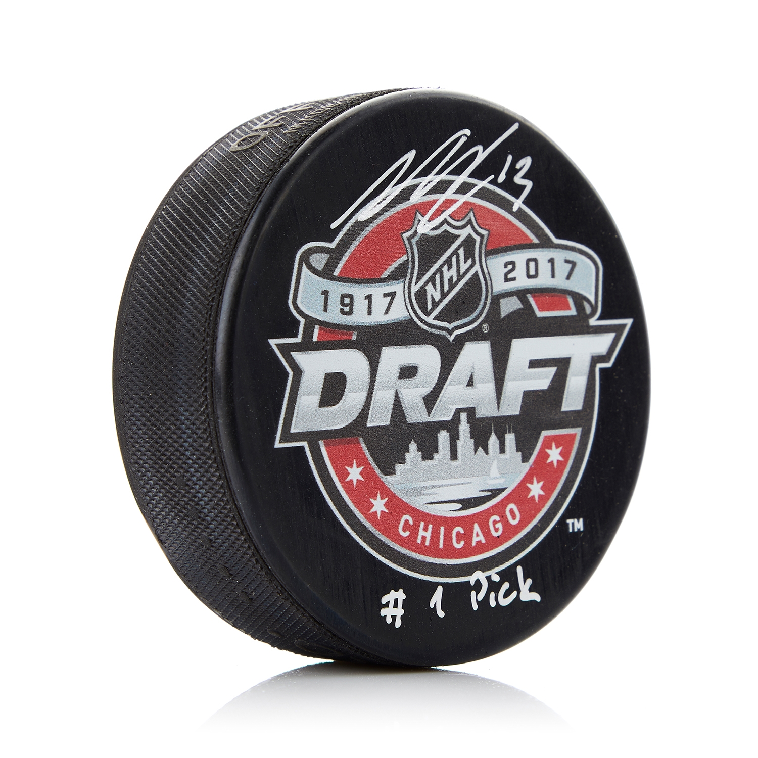 Nico Hischier Signed 2017 NHL Entry Draft Puck with #1 pick Note