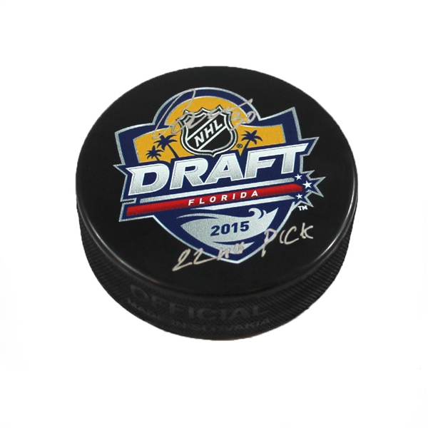 Ilya Samsonov Signed 2015 NHL Entry Draft Puck with 22nd Pick Note