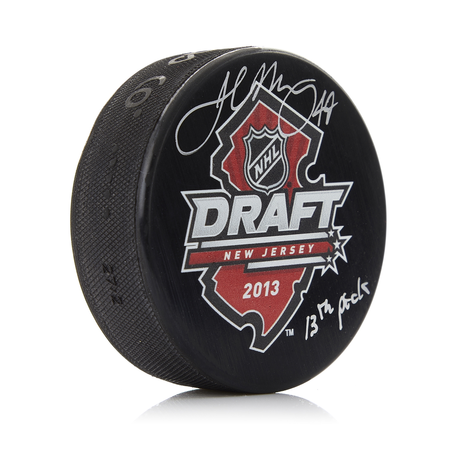 Josh Morrissey Signed 2013 NHL Entry Draft Puck with 13th Pick Note