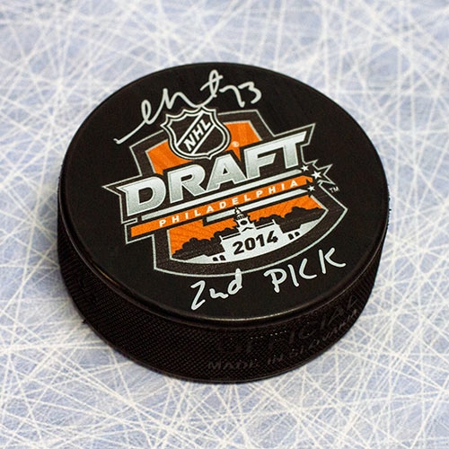 Sam Reinhart Signed 2014 NHL Entry Draft Puck with 2nd Pick Note