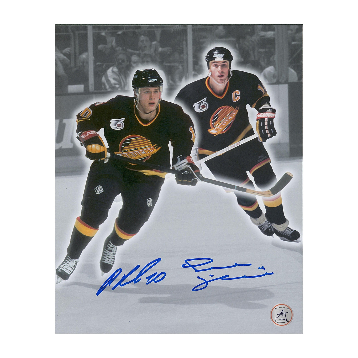 Pavel Bure & Trevor Linden Dual Signed Vancouver Canucks Color Isolation 8x10 Photo