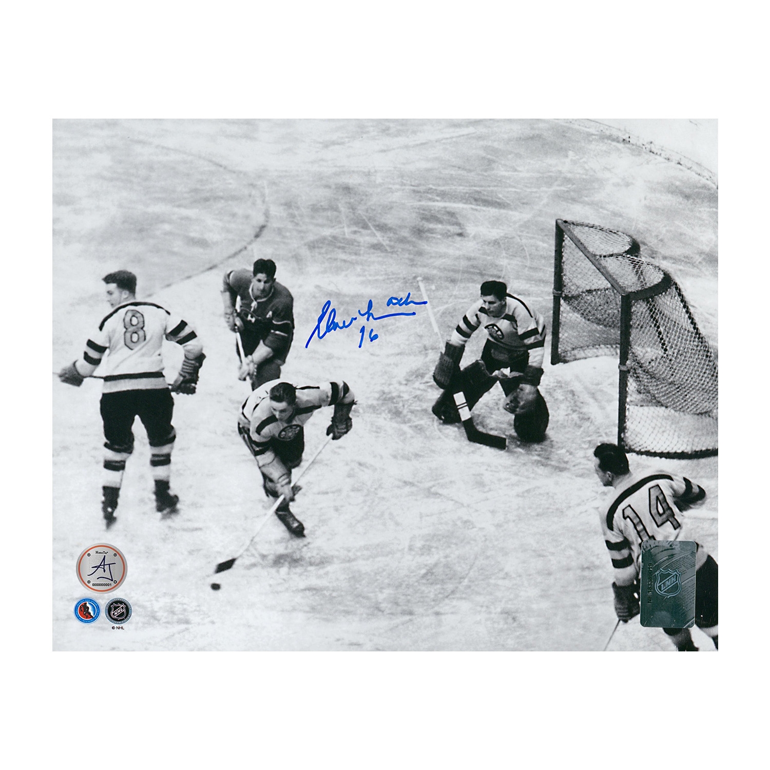 Elmer Lach Signed Montreal Canadiens Classic Hockey 8x10 Photo