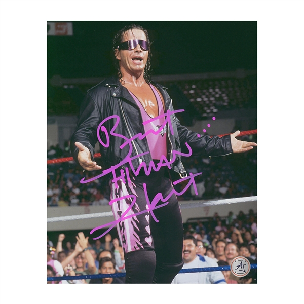 Bret Hitman Hart WWE Autographed Wrestling Sunglasses 8x10 Photo