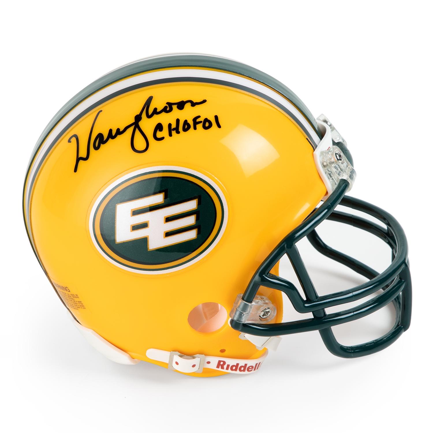 Warren Moon Signed Edmonton Eskimos Riddell Mini Football Helmet with Note