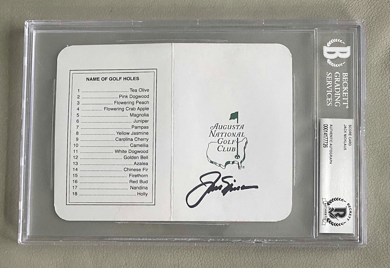 Jack Nicklaus Signed Beckett Slabbed Augusta National Masters Scorecard