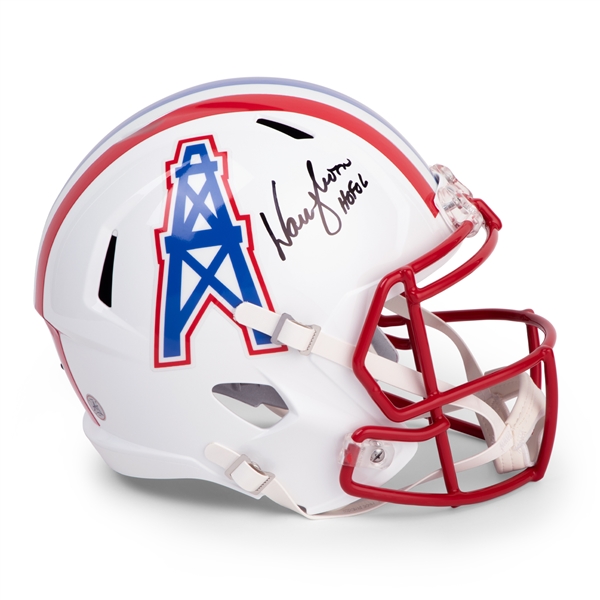 Warren Moon Signed Houston Oilers Full Size Replica Football Helmet with Note