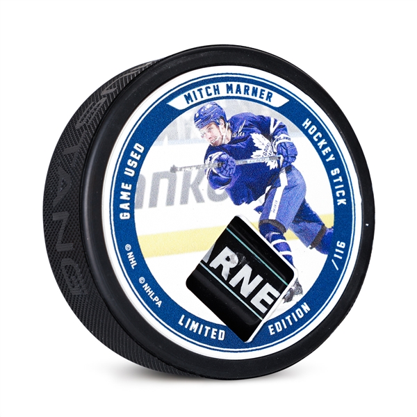 Mitch Marner Authentic Game Used Hockey Stick Collector Puck #/116