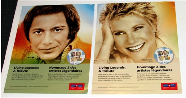 Lot of 2 Paul Anka & Anne Murray Original Canada Post Promo On-Site Posters