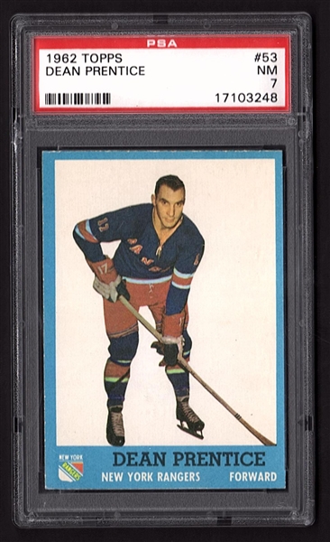 1962-63 Topps #53 Dean Prentice Hockey Card - NM PSA 7