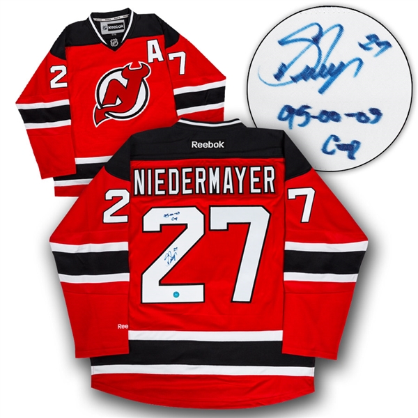 Scott Niedermayer New Jersey Devils Signed w/ Stanley Cup Note CCM Hockey Jersey