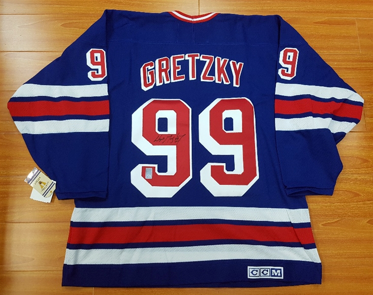 Wayne Gretzky New York Rangers Autographed Vintage Throwback Blue CCM New  York Jersey