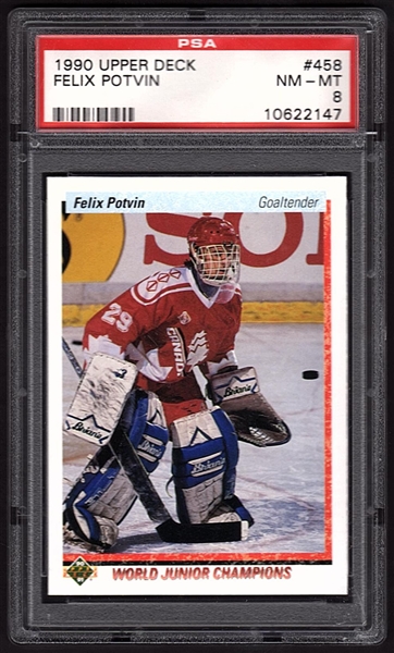 1990-91 Upper Deck #458 Felix Potvin Rookie Card - NM-MT PSA 8