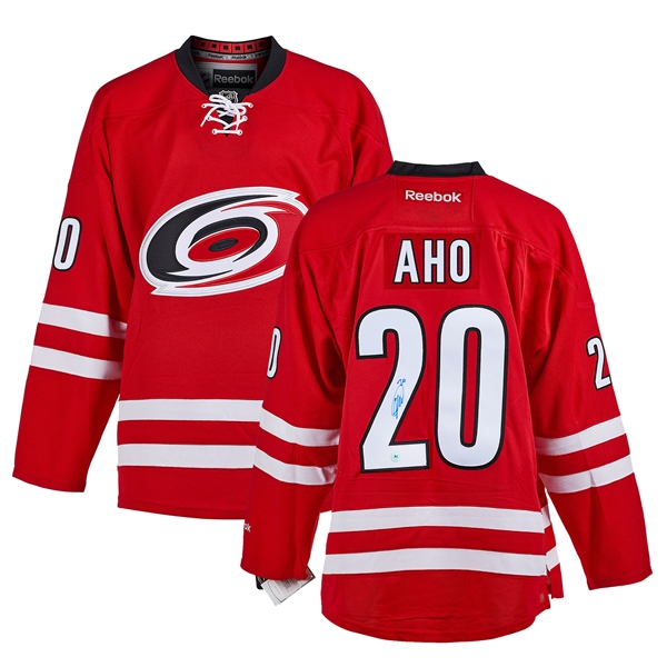 Sebastian Aho Carolina Hurricanes Signed Rookie Reebok Jersey