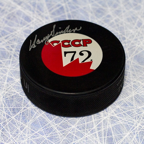 Harry Sinden Signed 1972 Summit Series Canada CCCP Hockey Puck