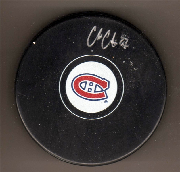 Cole Caufield Montreal Canadiens Autographed Hockey Puck (Flawed)