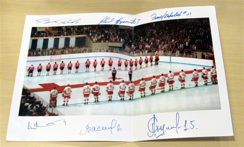 1972 Canada vs Russia Summit Series 8x10 Signed by 6 (3 Players from Each Team) (Flawed)