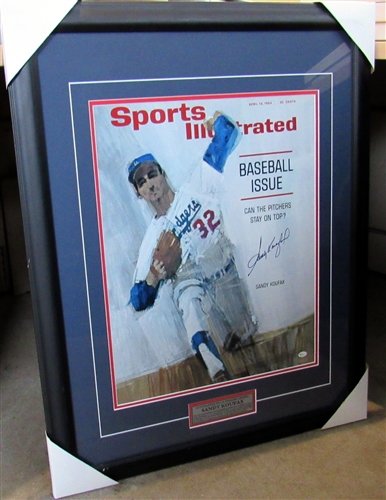 Sandy Koufax Los Angeles Dodgers Signed Sports Illustrated Cover 25x32 Frame OA-8326917, Steiner