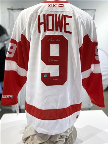 Gordie Howe Detroit Red Wings Signed CCM Vintage Jersey with Mr Hockey + HOF Notes 