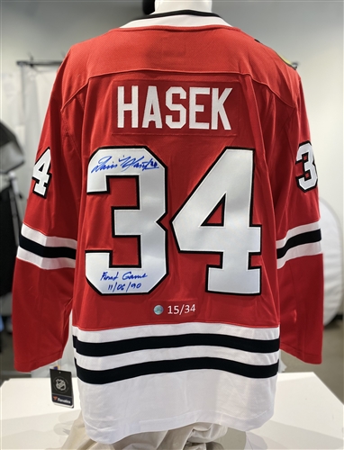 Dominik Hasek Chicago Blackhawks Signed & Dated 1st Game Fanatics Jersey #15/34