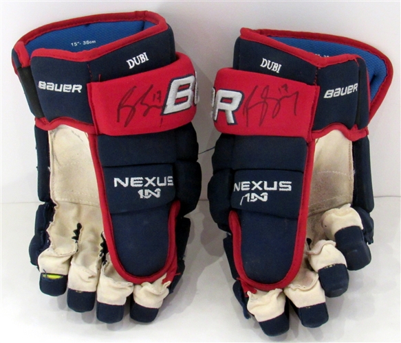 Brandon Dubinsky Game-Used & Signed Columbus Blue Jackets Bauer Hockey Gloves 